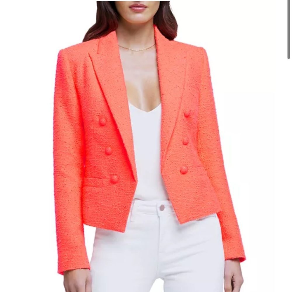 L’AGENCE Brooke Boucle Double Breasted Crop Blazer Size 14